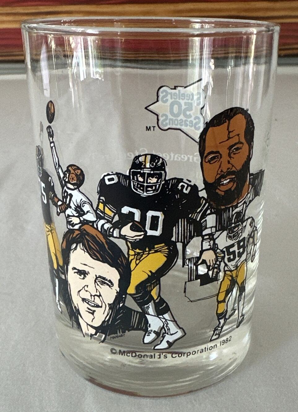 McDonalds 50 Seasons NFL Pittsburgh Steelers Joe Green Jack Ham Glass 1982